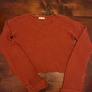 Women's M Orange Cropped Long Sleeve Sweater